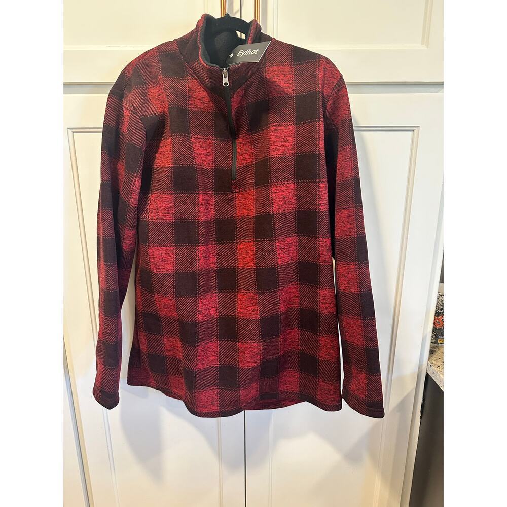 Eylhot brand zipper pullover Red and black Plaid size 2X new casual